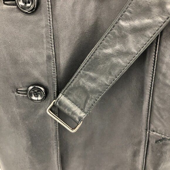 Vintage FM Canada Black Belted Full Button Up Genuine Leather Jacket size M - Picture 14 of 16